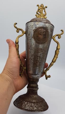 WW2 GERMAN NAZI AMAZING ADOLF HITLER NSDAP BERLIN OLYMPICS 1936 TROPHEE AWARD WITH SWASTIKA