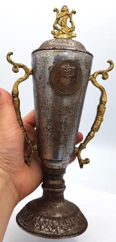 WW2 GERMAN NAZI AMAZING ADOLF HITLER NSDAP BERLIN OLYMPICS 1936 TROPHEE AWARD WITH SWASTIKA