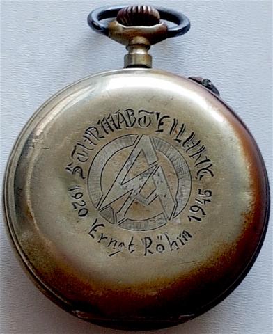 WW2 GERMAN NAZI AMAZING AND UNIQUE HIGH RANK NSDAP SA GENERAL POCKET WATCH WITH ERNST ROHM HONOR ENGRAVES LIKE THE SA HONOR DAGGERS