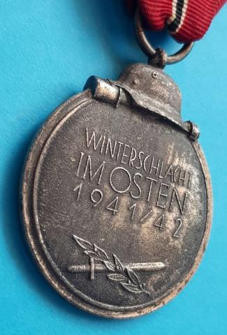 WW2 GERMAN NAZI AMAZING EASTERN FRONT CAMPAIGN MEDAL MARKED BY Klein & Quenzer (PKZ CODE 65) Medaille Winterschlacht im Osten 1941/42 – Winter Battle in the East Medal AWARD 