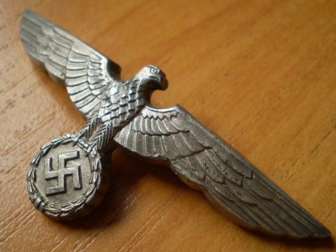 WW2 GERMAN NAZI AMAZING HEER - WEHRMACHT VISOR CAP INSIGNIAS - EAGLE + OAKLEAF