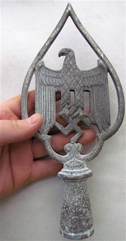 WW2 GERMAN NAZI AMAZING RELIC FOUND THIRD REICH PARADE POLE TOP OF FLAG WITH THE EAGLE AND SWASTIKA