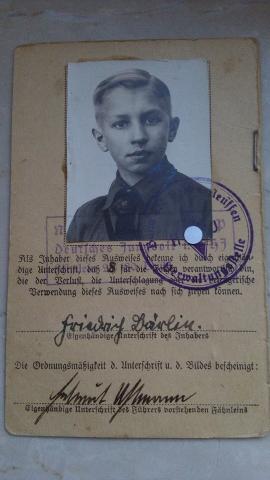 WW2 GERMAN NAZI AMAZING SET OF 2 ID FROM A KID IN THE HITLER YOUTH - PART ID IN THE DJ AND ID IN THE HJ - HITLERJUGEND JEUNESS HITLERIENNE AUSWEIS SOLDBUCH WEHRPASS