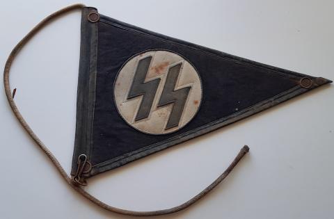 WW2 GERMAN NAZI AMAZING WAFFEN SS CAR PENNANT FLAG ONE SIDE TOTENKOPF, PANZER, DAS REICH, ALLGEMEINE, WIKING