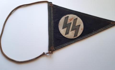 WW2 GERMAN NAZI AMAZING WAFFEN SS CAR PENNANT FLAG ONE SIDE TOTENKOPF, PANZER, DAS REICH, ALLGEMEINE, WIKING