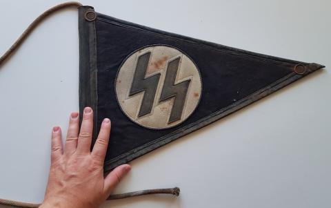 WW2 GERMAN NAZI AMAZING WAFFEN SS CAR PENNANT FLAG ONE SIDE TOTENKOPF, PANZER, DAS REICH, ALLGEMEINE, WIKING