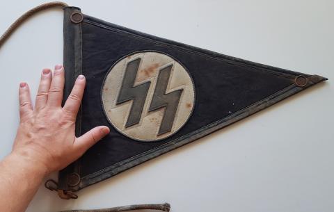 WW2 GERMAN NAZI AMAZING WAFFEN SS CAR PENNANT FLAG ONE SIDE TOTENKOPF, PANZER, DAS REICH, ALLGEMEINE, WIKING