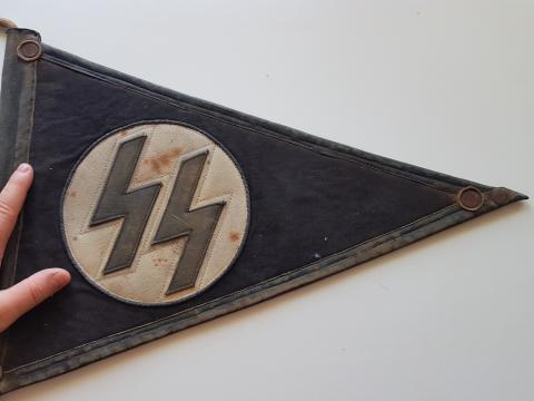 WW2 GERMAN NAZI AMAZING WAFFEN SS CAR PENNANT FLAG ONE SIDE TOTENKOPF, PANZER, DAS REICH, ALLGEMEINE, WIKING