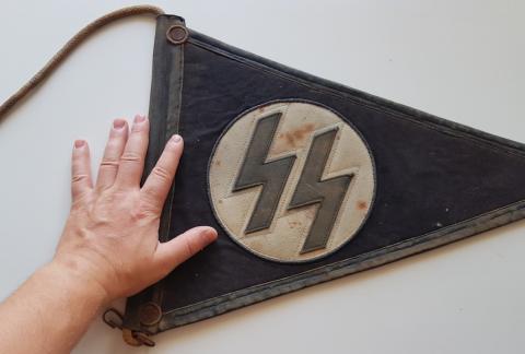 WW2 GERMAN NAZI AMAZING WAFFEN SS CAR PENNANT FLAG ONE SIDE TOTENKOPF, PANZER, DAS REICH, ALLGEMEINE, WIKING