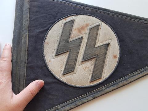 WW2 GERMAN NAZI AMAZING WAFFEN SS CAR PENNANT FLAG ONE SIDE TOTENKOPF, PANZER, DAS REICH, ALLGEMEINE, WIKING