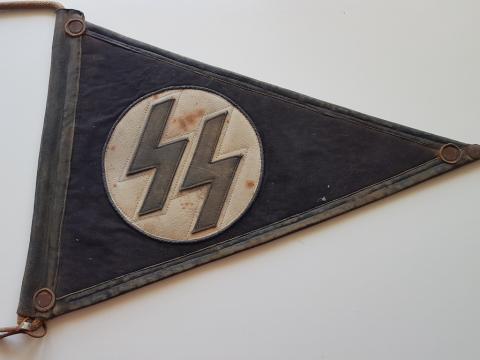 WW2 GERMAN NAZI AMAZING WAFFEN SS CAR PENNANT FLAG ONE SIDE TOTENKOPF, PANZER, DAS REICH, ALLGEMEINE, WIKING