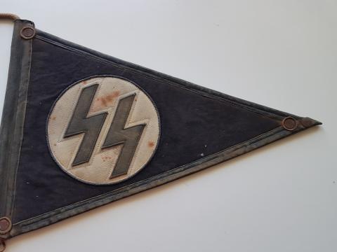 WW2 GERMAN NAZI AMAZING WAFFEN SS CAR PENNANT FLAG ONE SIDE TOTENKOPF, PANZER, DAS REICH, ALLGEMEINE, WIKING