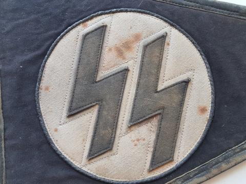 WW2 GERMAN NAZI AMAZING WAFFEN SS CAR PENNANT FLAG ONE SIDE TOTENKOPF, PANZER, DAS REICH, ALLGEMEINE, WIKING