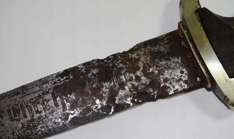 WW2 GERMAN NAZI AMAZING WAR RELIC WAFFEN SS EARLY RARE MAKER SS DAGGER WITH ANODIZED CROSSGUARDS WITH DISTRICT III BY Hammesfahr Gottlieb