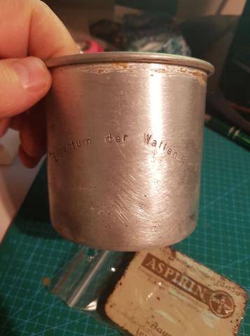 WW2 GERMAN NAZI CONCENTRATION CAMP WAFFEN SS GUARDS METAL CUP SILVERWARE