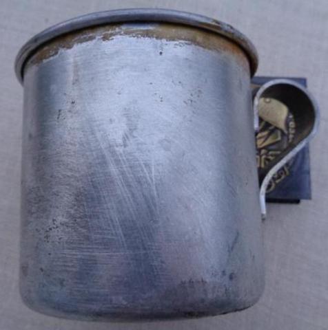 WW2 GERMAN NAZI CONCENTRATION CAMP WAFFEN SS GUARDS METAL CUP ENGRAVED 
