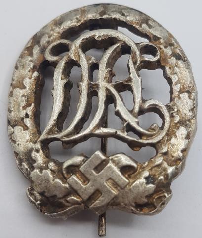 WW2 GERMAN NAZI A DRL SPORTS BADGE IN SILVER, MARKED - German Olympic Sports Federation DOSB