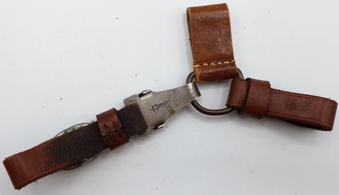 WW2 GERMAN NAZI EARLY NSKK SA 3 PIECES LEATHER HANGER LOOP DAGGER SCABBARD ASSMANN D.R.G.M DRGM NSKK