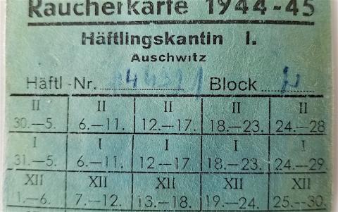 WW2 GERMAN NAZI AUSCHWITZ CIGARETTE CANTEEN COUPON RAUCHERKARTE CONCENTRATION CAMP KL KZ WAFFEN SS GUARD