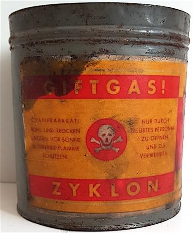 WW2 GERMAN NAZI EXTREMELY RARE PRE WAR ZYKLON B CANISTER early variation BY DEGESCH HOLOCAUST CONCENTRATION CAMP EXTERMINATION JEW JEWISH JUDE JOOD JUIF AUSCHWITZ