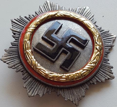 WW2 GERMAN NAZI GERMAN CROSS BY G. BREHMER MARKNEUKIRCHEN IN GOLD MEDAL BADGE WEHRMACHT, WAFFEN SS, LUFTWAFFE, KRIEGSMARINE, nsdap AWARD