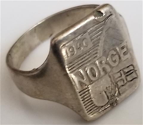 WW2 GERMAN NAZI - FROM A GROUND DUG GUY COLLECTION - WAFFEN SS - WEHRMACHT RELIC FOUND SILVER RING - Operation Weserübung NORWAY - NORGE 1940