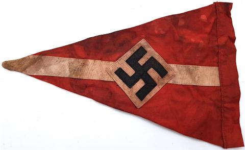 WW2 GERMAN NAZI HITLER YOUTH PENNANT FLAG BOTH SIDES HJ DJ HITLERJUGEND