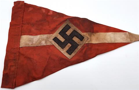 WW2 GERMAN NAZI HITLER YOUTH PENNANT FLAG BOTH SIDES HJ DJ HITLERJUGEND