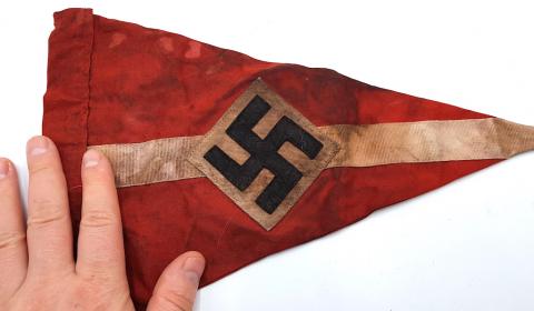 WW2 GERMAN NAZI HITLER YOUTH PENNANT FLAG BOTH SIDES HJ DJ HITLERJUGEND