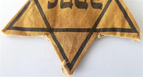 WW2 GERMAN NAZI HOLOCAUST JEWISH STAR OF DAVID JUDE (GERMANY) WORN - JEW GHETTOS PATCH JUIF JOOD