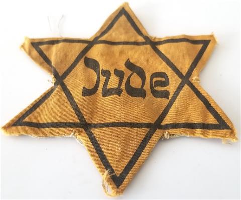 original WW2 GERMAN NAZI HOLOCAUST JEWISH STAR OF DAVID JUDE (GERMANY) WORN - JEW GHETTOS PATCH JUIF JOOD