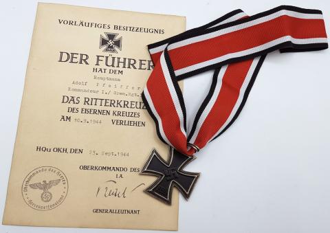 WW2 GERMAN NAZI KNIGHT CROSS OF THE IRON CROSS MEDAL + AWARD DOCUMENT ***REPLIKA***