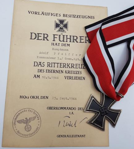 WW2 GERMAN NAZI KNIGHT CROSS OF THE IRON CROSS MEDAL + AWARD DOCUMENT ***REPLIKA***
