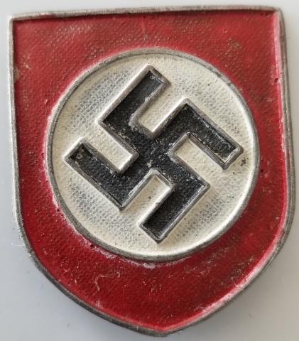 WW2 GERMAN NAZI LATE WAR ALUMINIUM SWASTIKA HELMET PIN INSIGNIA AFRIKA KORPS HELMET WAFFEN SS - WEHRMACHT HEER - RZM MARKED