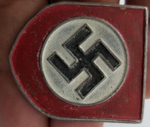 WW2 GERMAN NAZI LATE WAR ALUMINIUM SWASTIKA HELMET PIN INSIGNIA AFRIKA KORPS HELMET WAFFEN SS - WEHRMACHT HEER - RZM MARKED