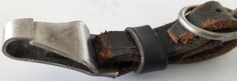 WW2 GERMAN NAZI LEATHER HANGER LOOP FOR WAFFEN SS - NSKK DAGGER MARKED - EICKHORN - SOLINGEN - BOKER HIMMLER ROHM HONOR CHAINED