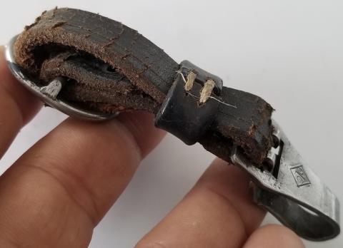 WW2 GERMAN NAZI LEATHER HANGER LOOP FOR WAFFEN SS - NSKK DAGGER MARKED - EICKHORN - SOLINGEN - BOKER HIMMLER ROHM HONOR CHAINED