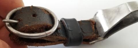 WW2 GERMAN NAZI LEATHER HANGER LOOP FOR WAFFEN SS - NSKK DAGGER MARKED - EICKHORN - SOLINGEN - BOKER HIMMLER ROHM HONOR CHAINED