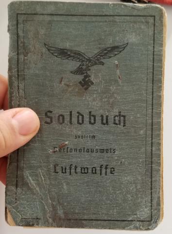 WW2 GERMAN NAZI LUTFWAFFE PILOT SOLDBUCH OFFICER HEER WEHRMACHT ENTRIES STAMPS SOLDIER ID 