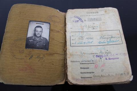 WW2 GERMAN NAZI NICE 124 Spare Border Infantry Battalion SOLDBUCH ID WITH MANY STAMPS AND ENTRIES