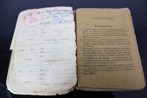 WW2 GERMAN NAZI NICE 124 Spare Border Infantry Battalion SOLDBUCH ID WITH MANY STAMPS AND ENTRIES