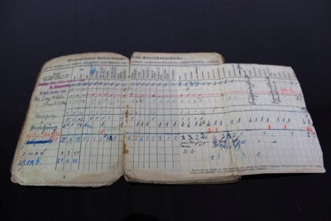 WW2 GERMAN NAZI NICE 124 Spare Border Infantry Battalion SOLDBUCH ID WITH MANY STAMPS AND ENTRIES