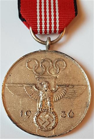 WW2 GERMAN NAZI NICE 1936 BERLIN OLYMPIC GAMES MEDAL AWARD WITH THE THIRD REICH EAGLE