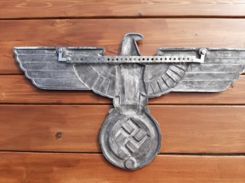 WW2 GERMAN NAZI 27" RAILWAY RAILROAD TRAIN EAGLE METAL PLATE MARKED