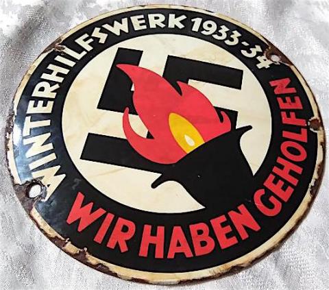 WW2 GERMAN NAZI NICE EARLY 1933-1934 RELIC FOUND Winterhilfswerk (ADOLF HITLER NAI PARTY NSDAP FINANCE EVENT) WALL SA PANEL SIGN