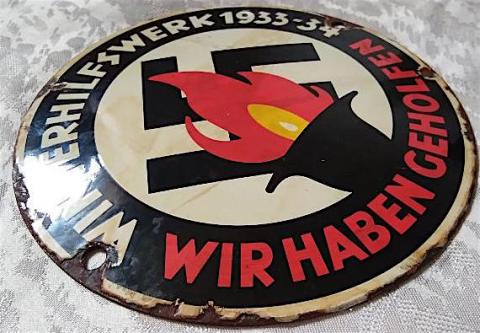 WW2 GERMAN NAZI NICE EARLY 1933-1934 RELIC FOUND Winterhilfswerk (ADOLF HITLER NAI PARTY NSDAP FINANCE EVENT) WALL SA PANEL SIGN