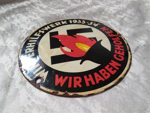 WW2 GERMAN NAZI NICE EARLY 1933-1934 RELIC FOUND Winterhilfswerk (ADOLF HITLER NAI PARTY NSDAP FINANCE EVENT) WALL SA PANEL SIGN