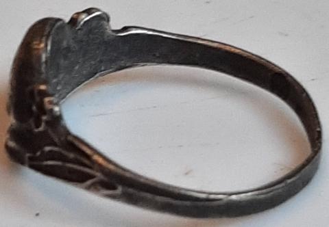 WW2 GERMAN NAZI WAFFEN SS TOTENKOPF PANZER GRENADIER DIVISION SILVER RING TK TANK