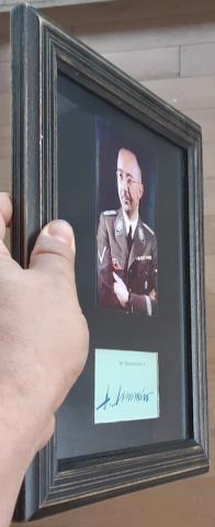 WW2 GERMAN NAZI NICE FRAME WITH HEINRICH HIMMLER ORIGINAL SIGNATURE AUTOGRAPH AND A COLOURED PHOTO OF HIMMER