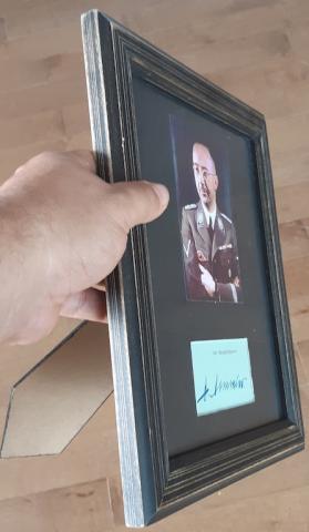 WW2 GERMAN NAZI NICE FRAME WITH HEINRICH HIMMLER ORIGINAL SIGNATURE AUTOGRAPH AND A COLOURED PHOTO OF HIMMER